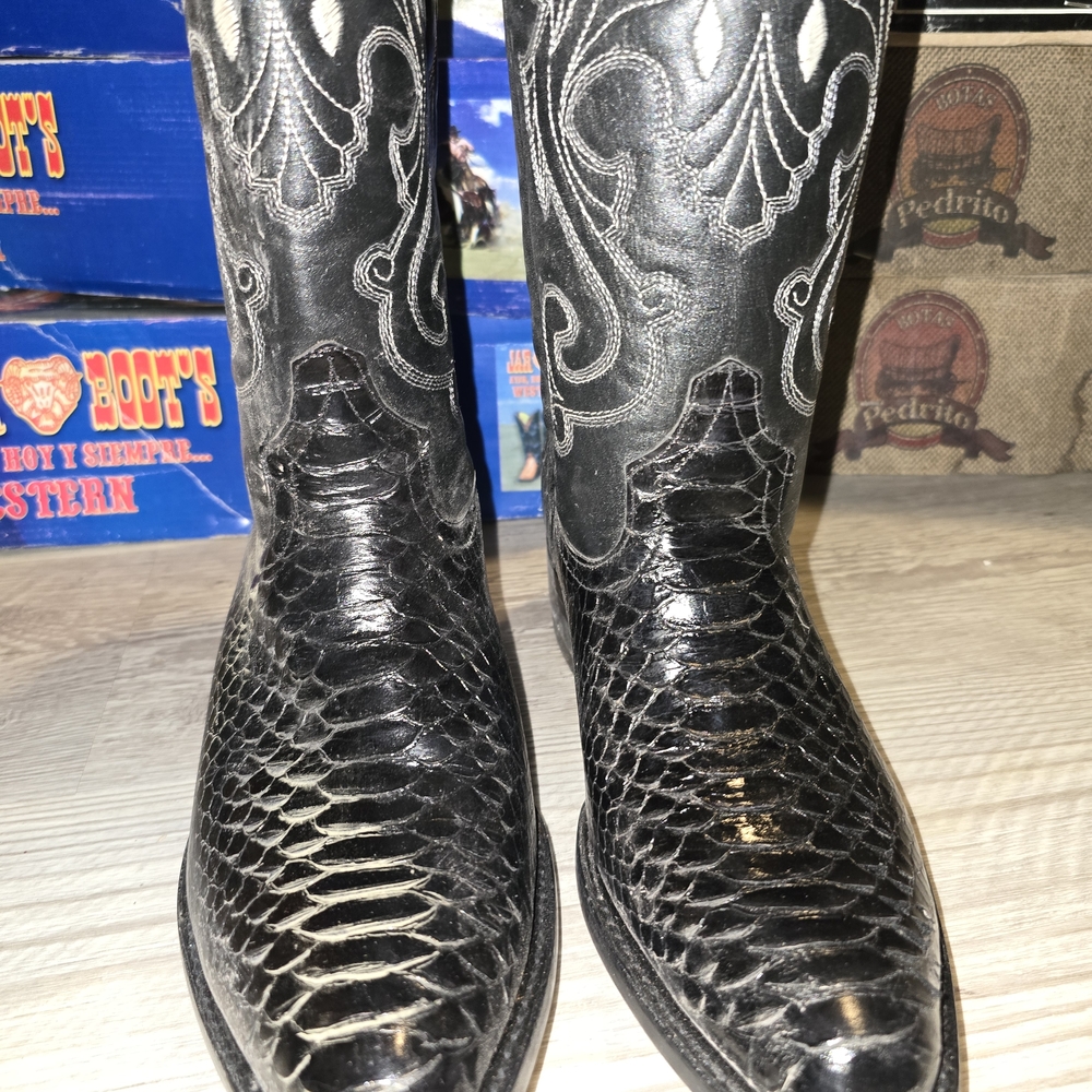 Black Python Western Cowboy Boots - image 1
